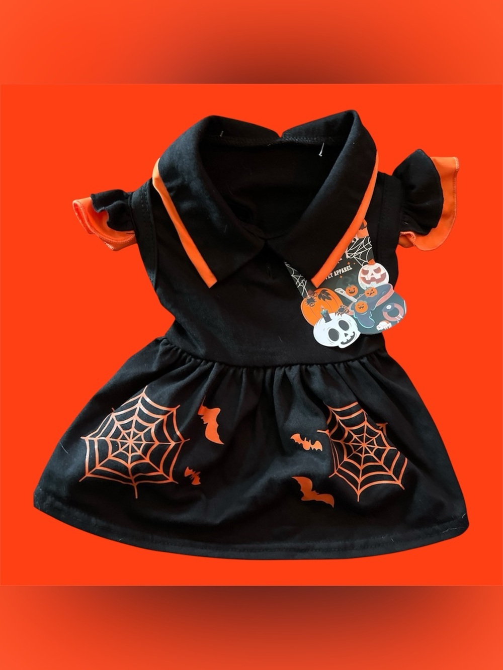 🧡🖤Pet Halloween black &orange Spiderweb Dress-NWT-SZ XS